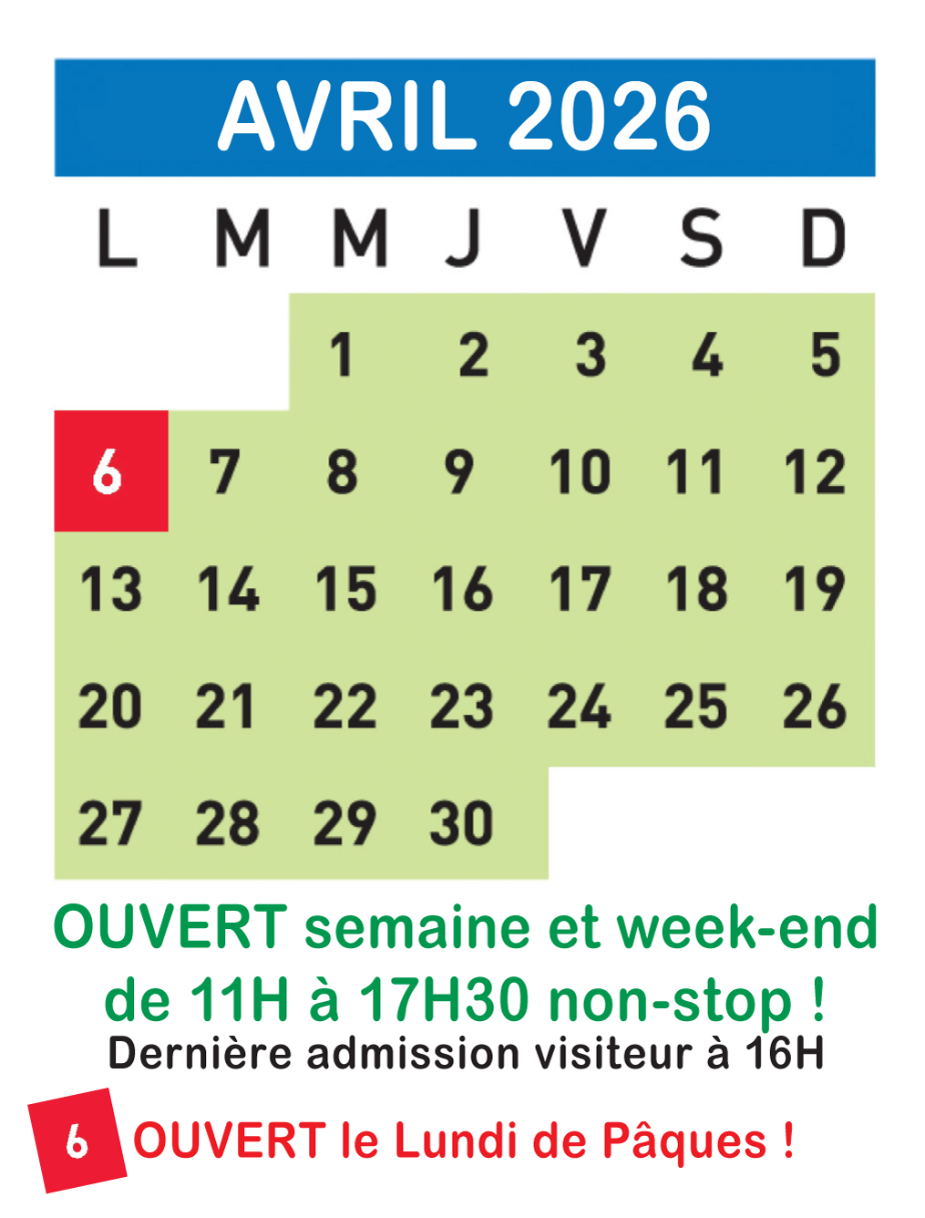 AVRIL 2026 NOUVEAUX HORAIRES