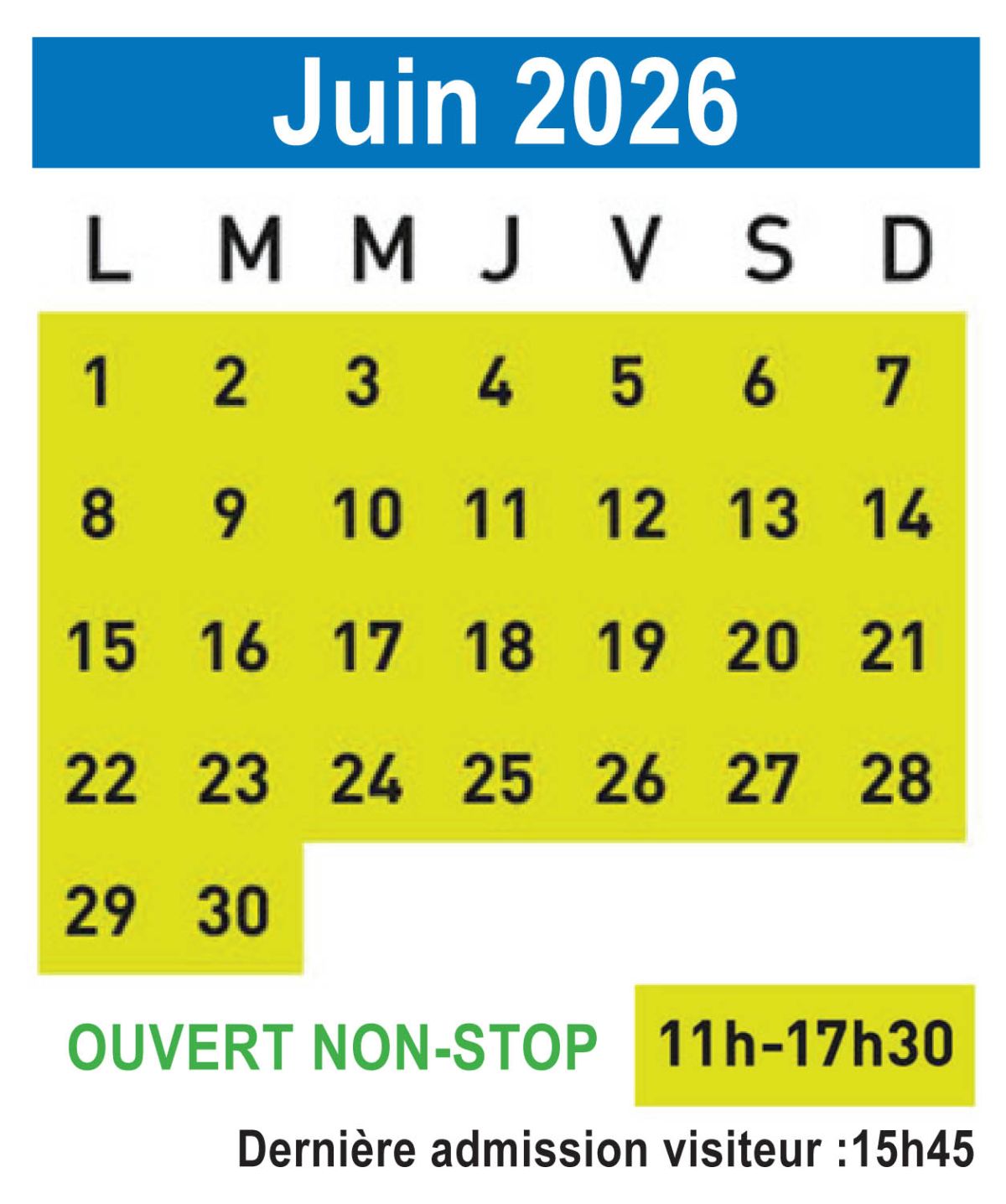 HORAIRES JUIN 2026