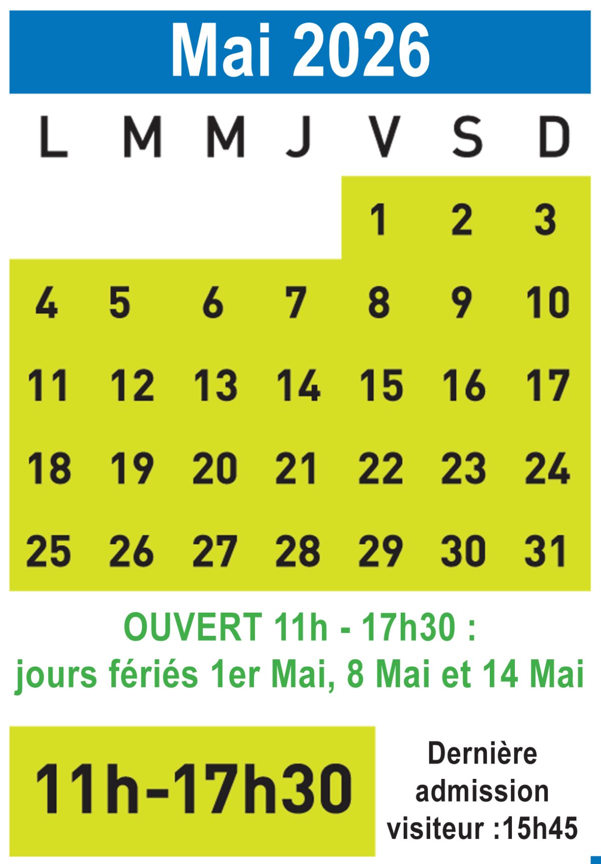 HORAIRES MAI 2026
