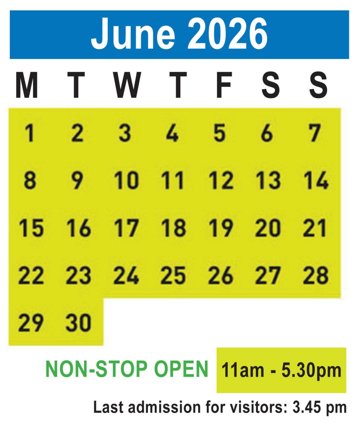 HOURS JUNE 2026